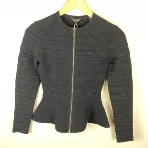 deari structured peplum cardigan